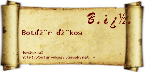 Botár Ákos névjegykártya